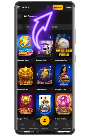 Joka Casino sign up bonus bouton inscription jaune